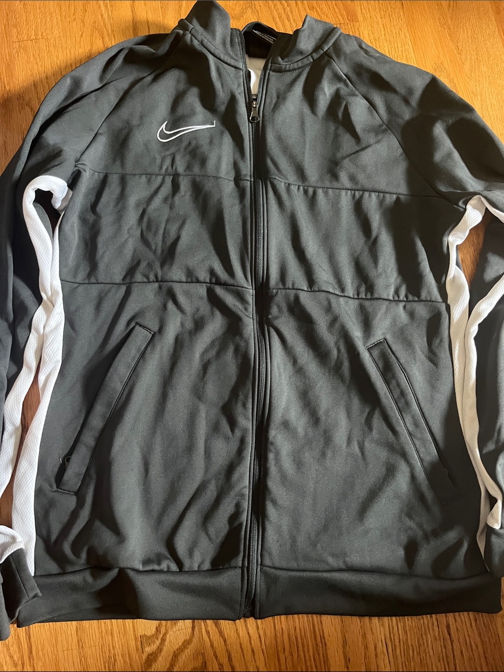 Nike Black Full-Zip Performance Jacket with White Stripe Detail